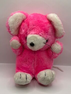 Vintage Commonwealth Pink Mouse Plush Stuffed Animal
